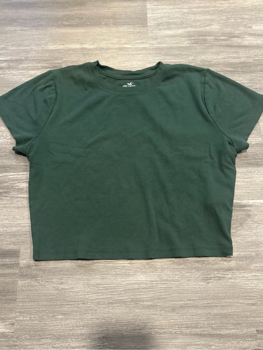 Hollister Cropped Green Baby Tee 100% Cotton Large